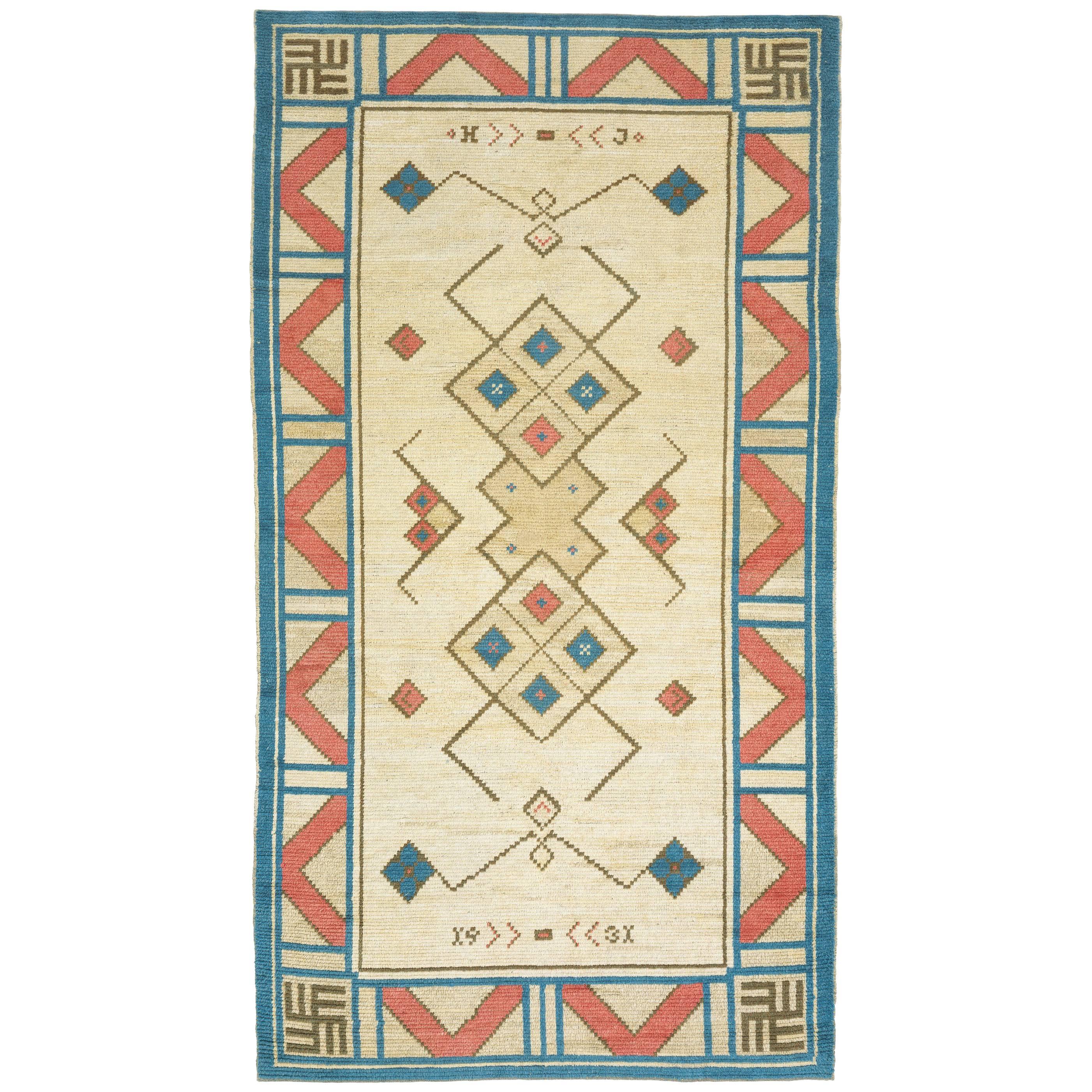 Alfombra sueca vintage tejida a pelo, 1931