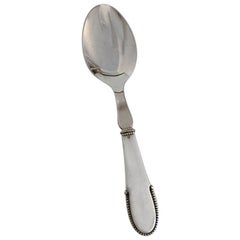 Georg Jensen Beaded Serving Spoon in Sterling Silver and Steel