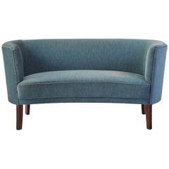 1940s Swedish Curved 'Loveseat' Sofa