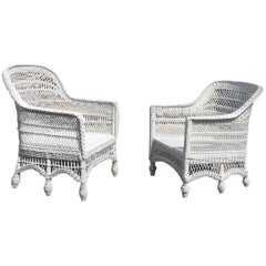 Antique Victorian Six-Legged Wicker Chairs