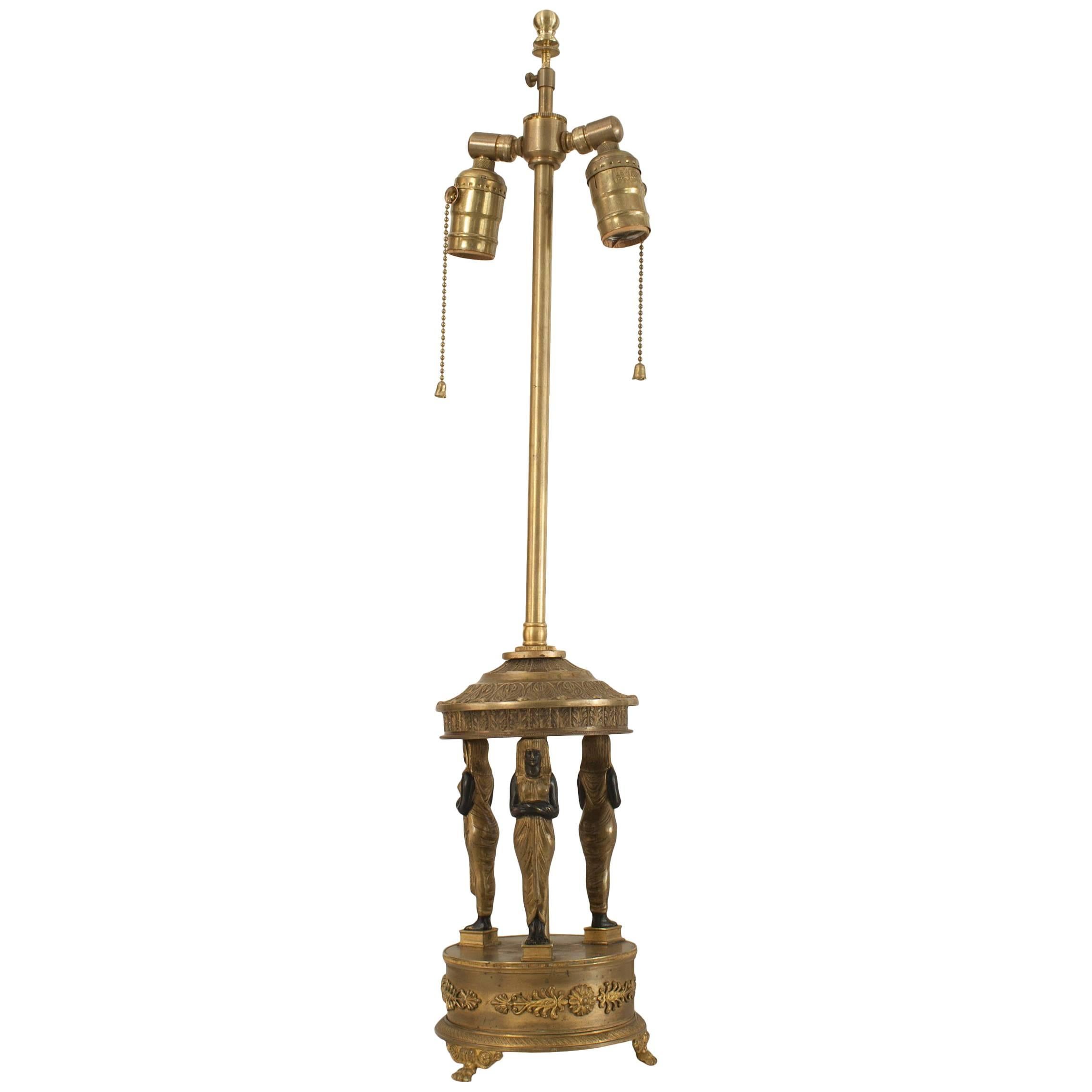 French Empire Style Bronze Egyptian Lamp For Sale
