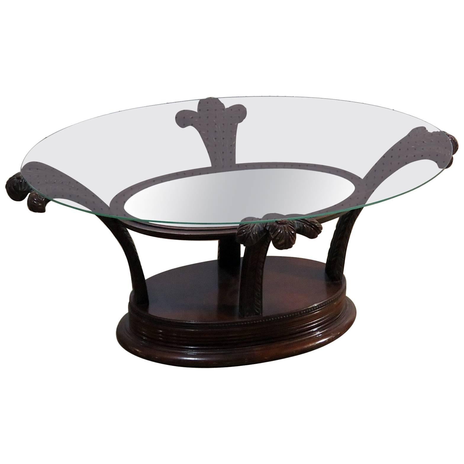 Hollywood Regency Grosfeld House Style Glass Top Coffee Table