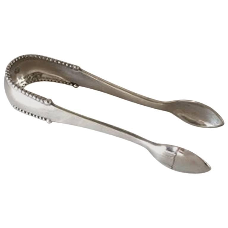 Georg Jensen Sterling Silver Beaded Sugar Nips For Sale