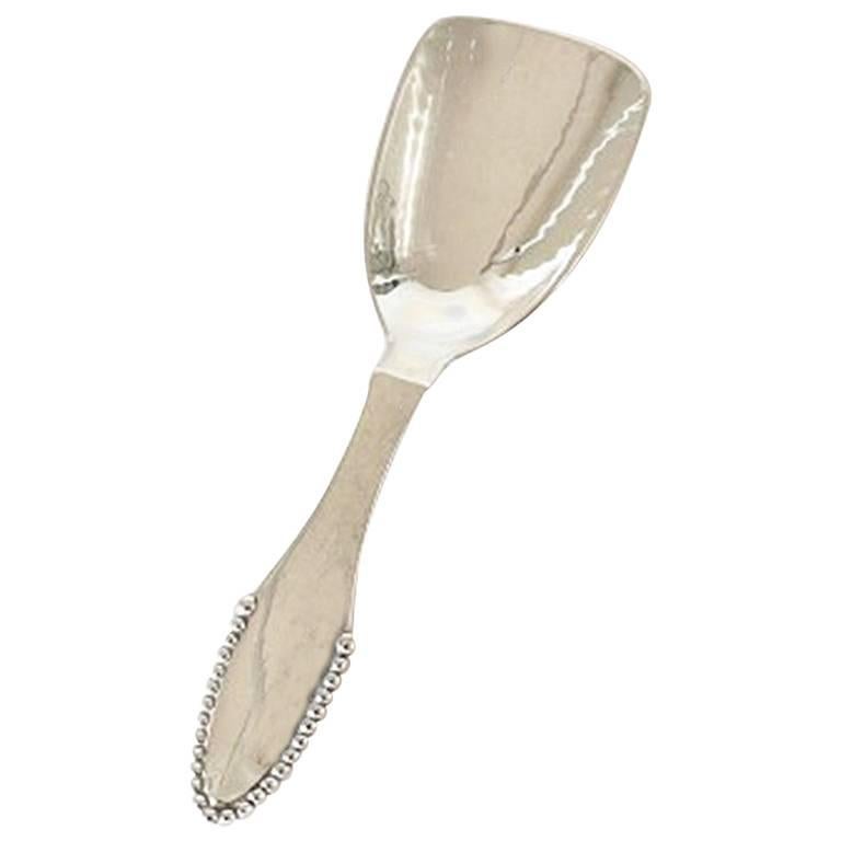 Georg Jensen Sterling Silver Beaded Sugar Spoon No 172 For Sale