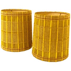 Pair of Mid-Century Modern Tall Drum Cylinder Lamp Shades by Maria Kipp
