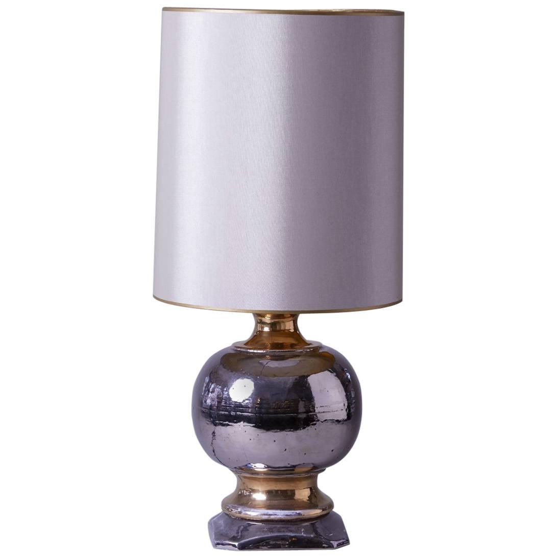 1950s Small-Scale Silver and Gold Table Lamp by Italian Designer Ugo Zaccagnini