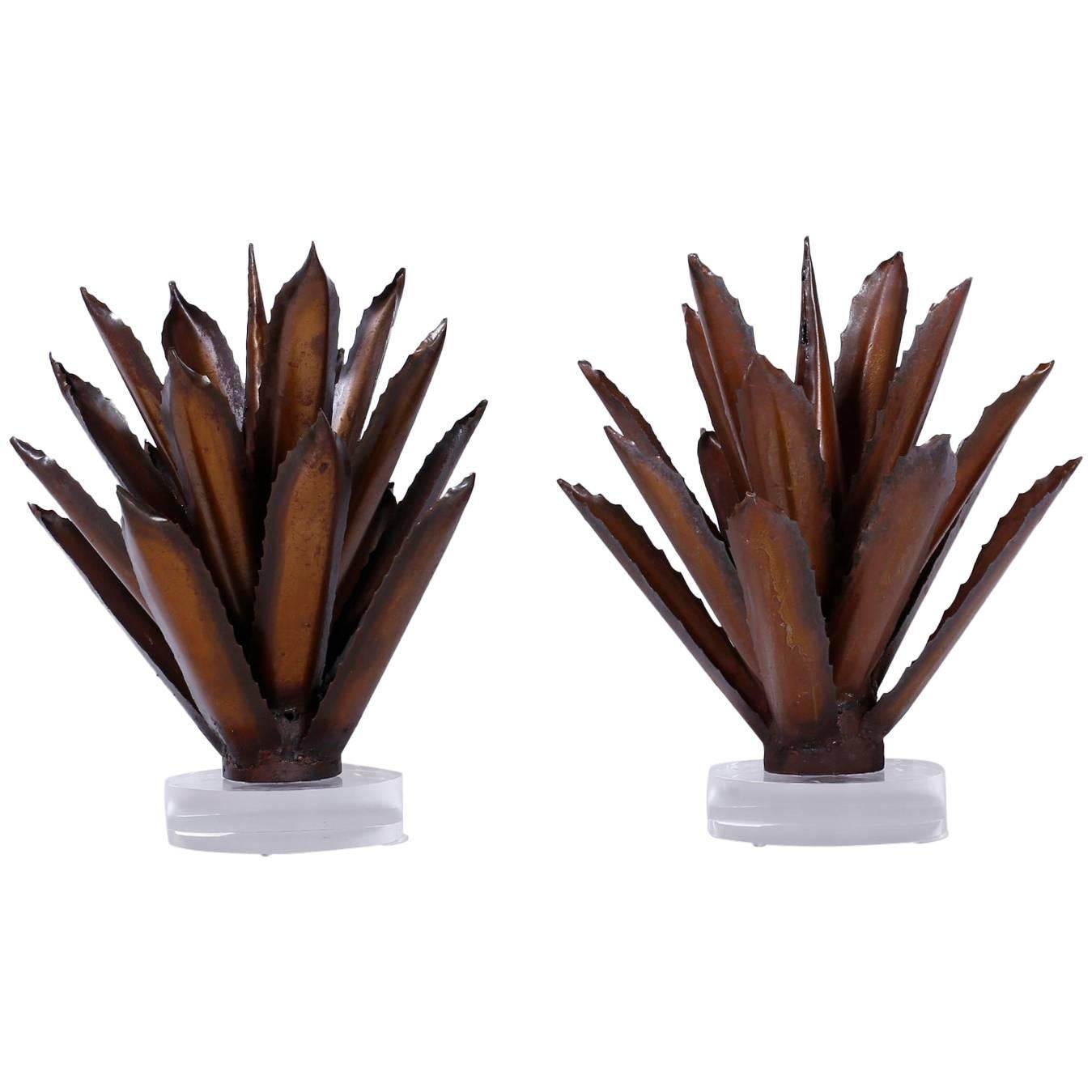 Pair of Agave Plant Sculptures