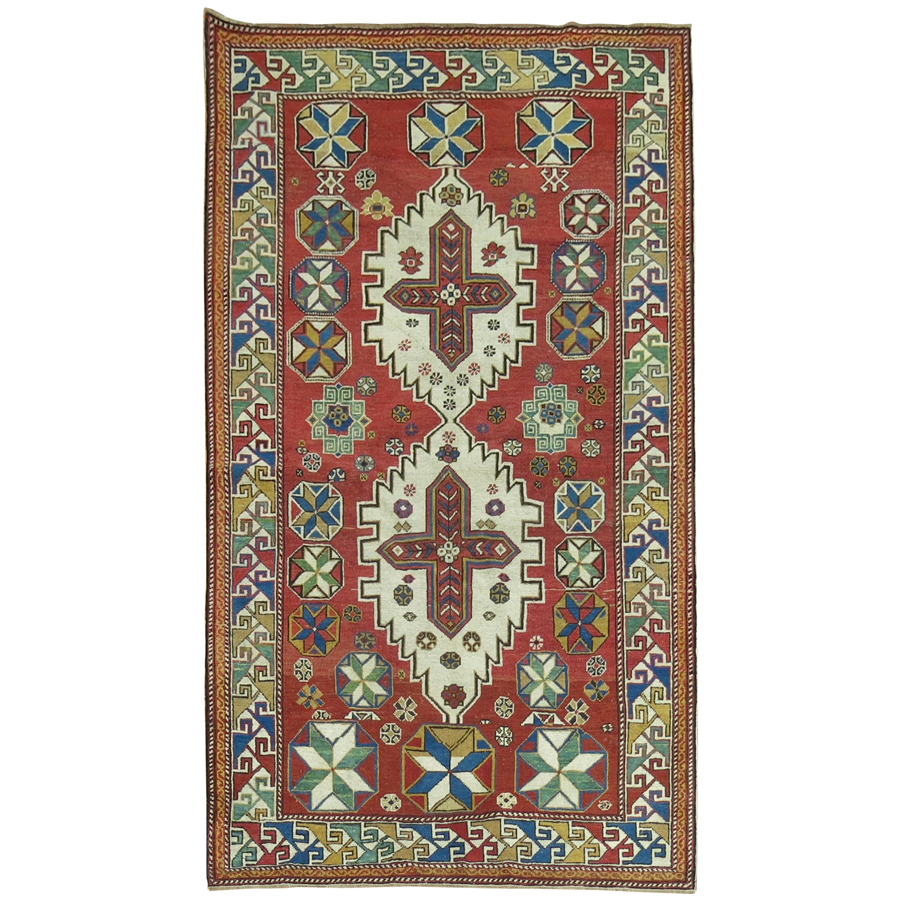 Zabihi Collection Red Antique Shirvan Rug For Sale