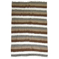 Sirt Used Turkish Striped Mohair Rug