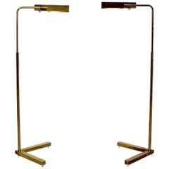 Mid-Century Modern Cedric Hartman Pair of Brass Floor Reading Lamps V Base 1970s