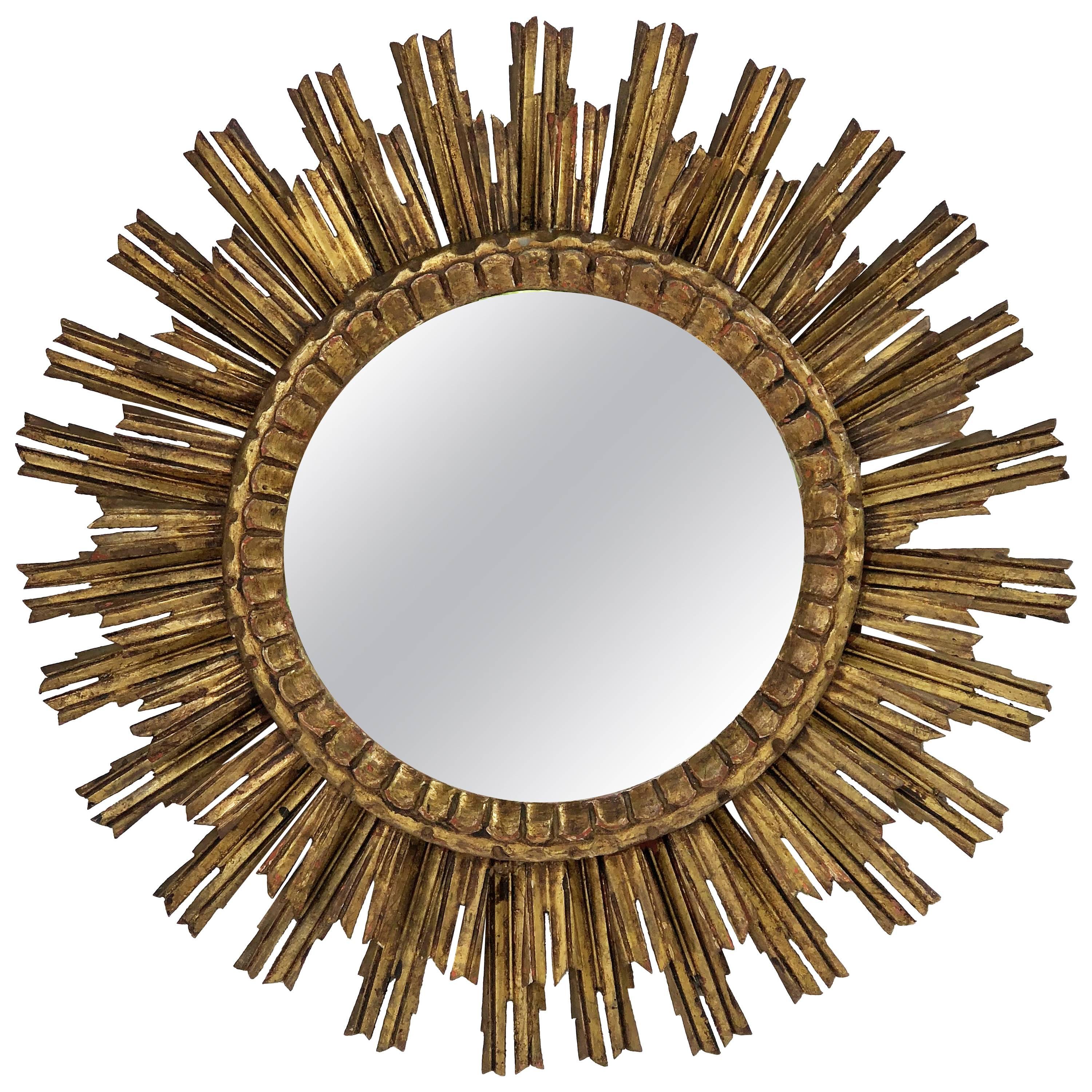French Gilt Starburst or Sunburst Mirror (Diameter 29 1/2)