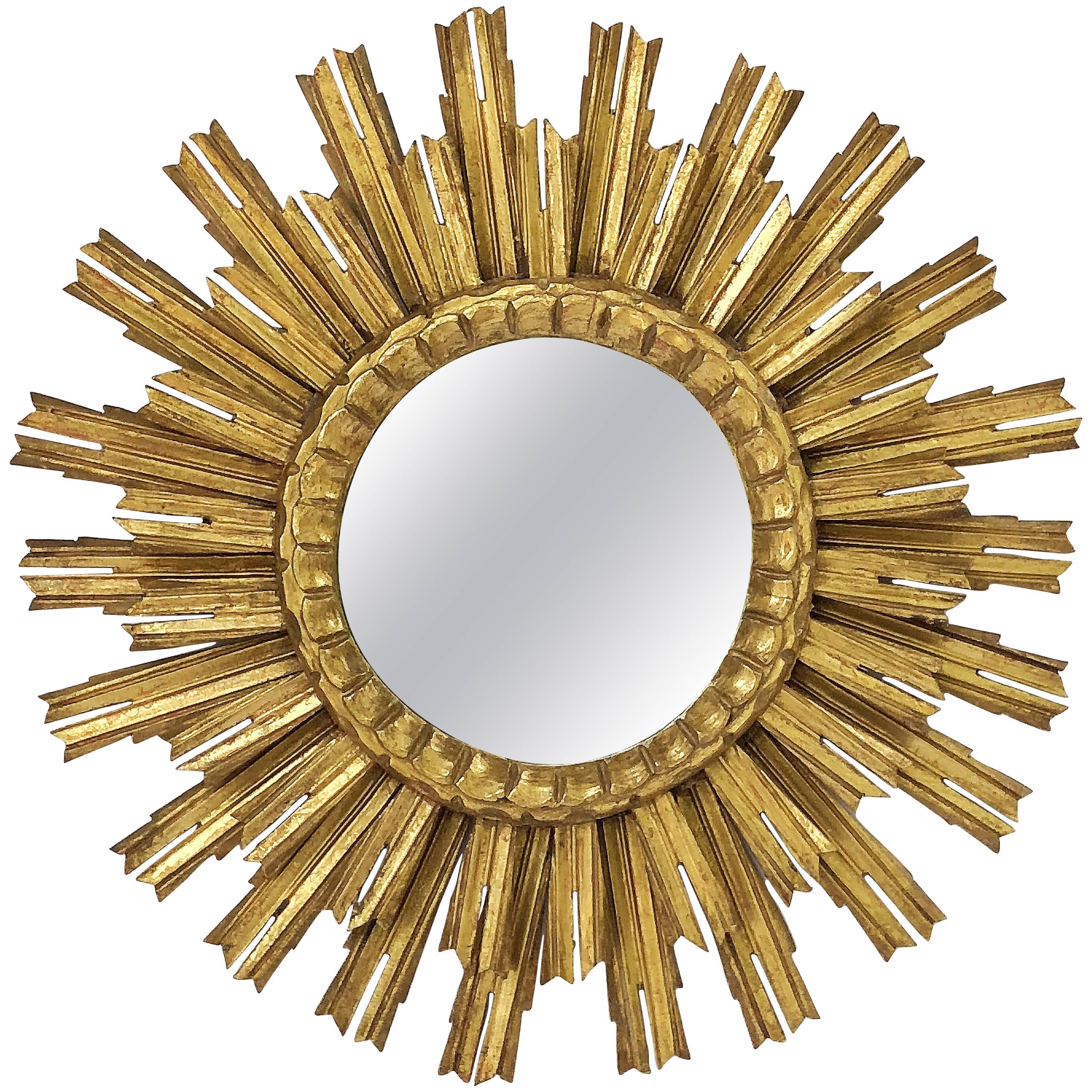 French Gilt Starburst or Sunburst Mirror (Diameter 25)