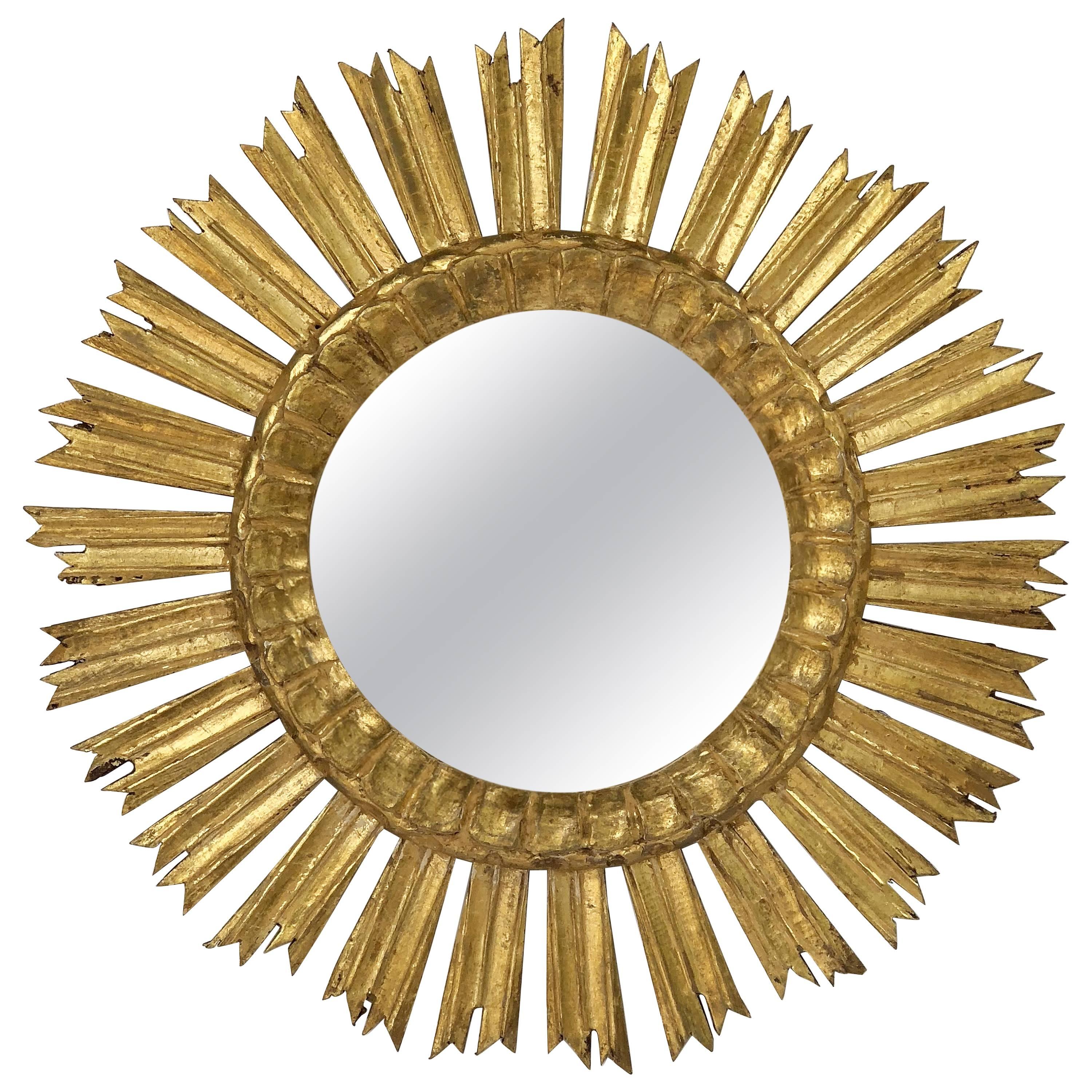 French Gilt Starburst or Sunburst Mirror (Diameter 21)