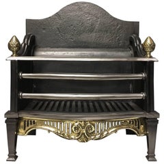 Period Victorian Style Cast Iron and Brass Fire Basket Grate