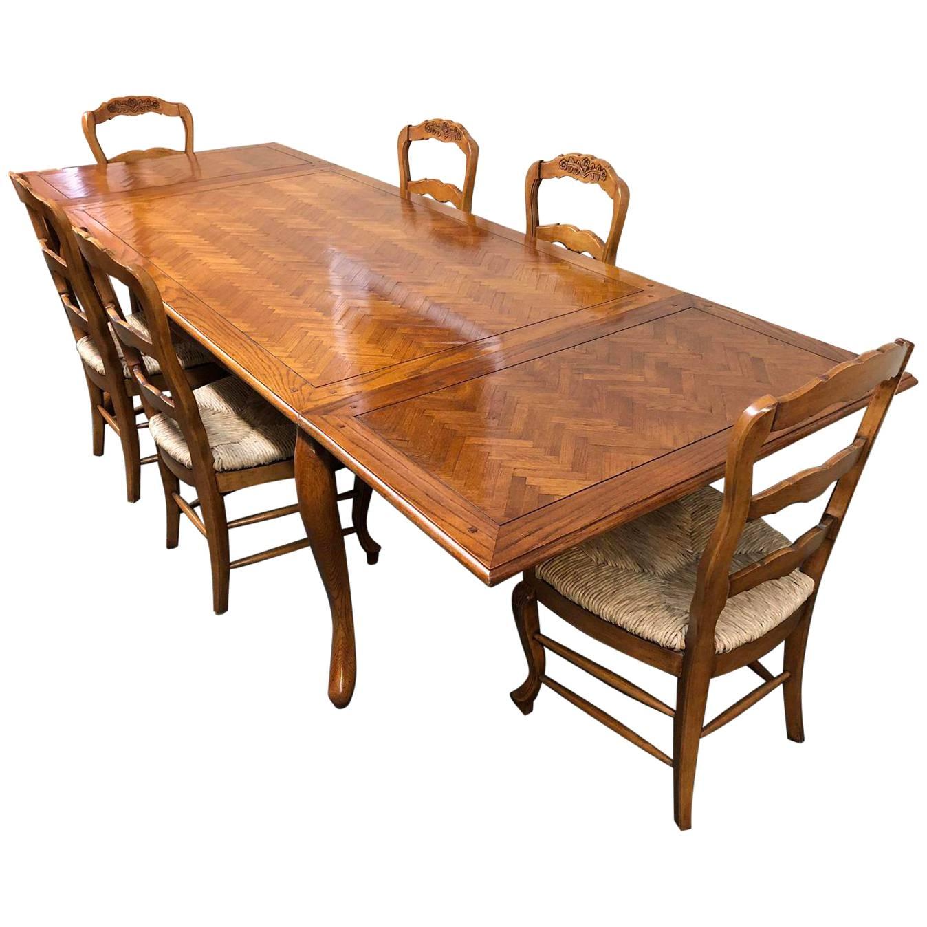 Fremarc Designs Chateau Country Dining Table with Six Chairs For Sale