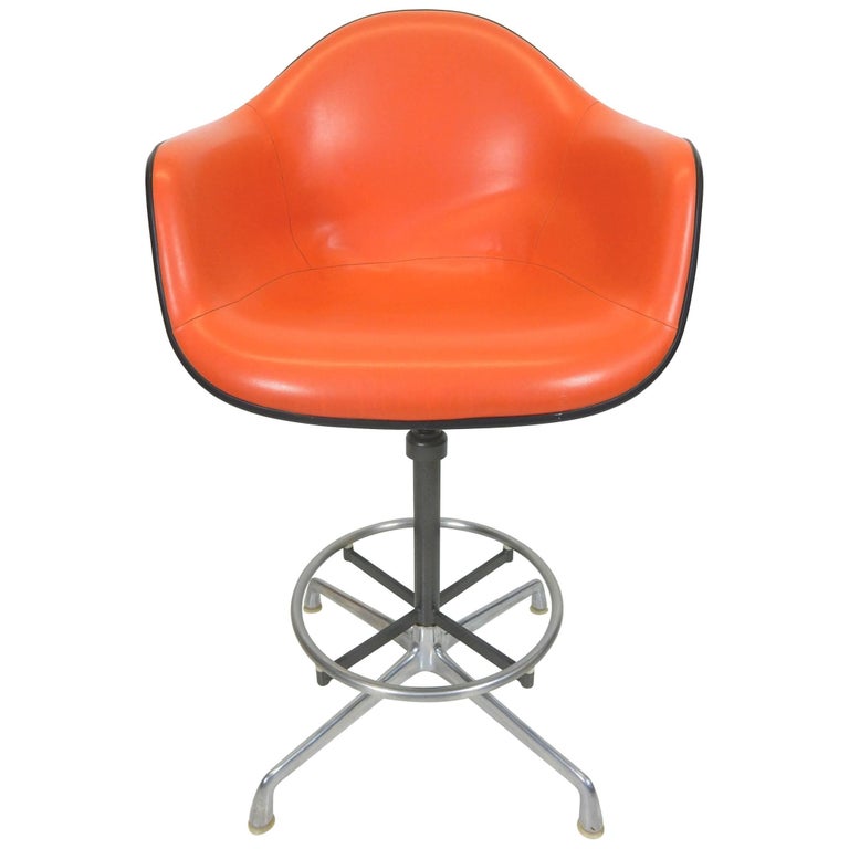 Charles Eames for Herman Miller Orange EC 118 Arm Shell Drafting Chair