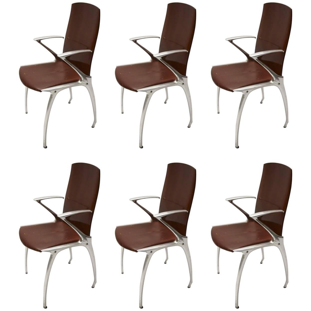 Set of Six Dining Armchairs in the manner of Philippe Starck, circa 1985