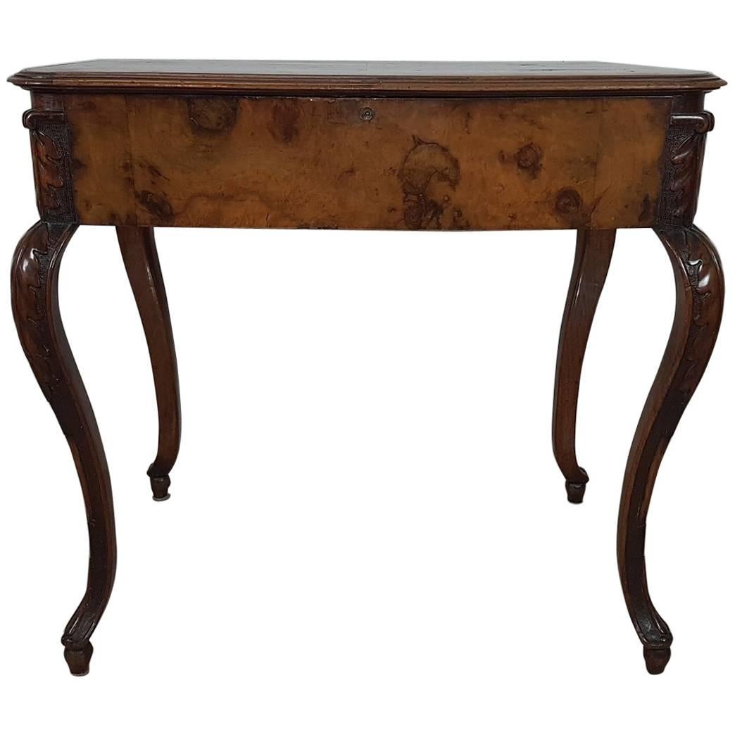 19th Century Italian Louis XV Style Briar Wood Work Table