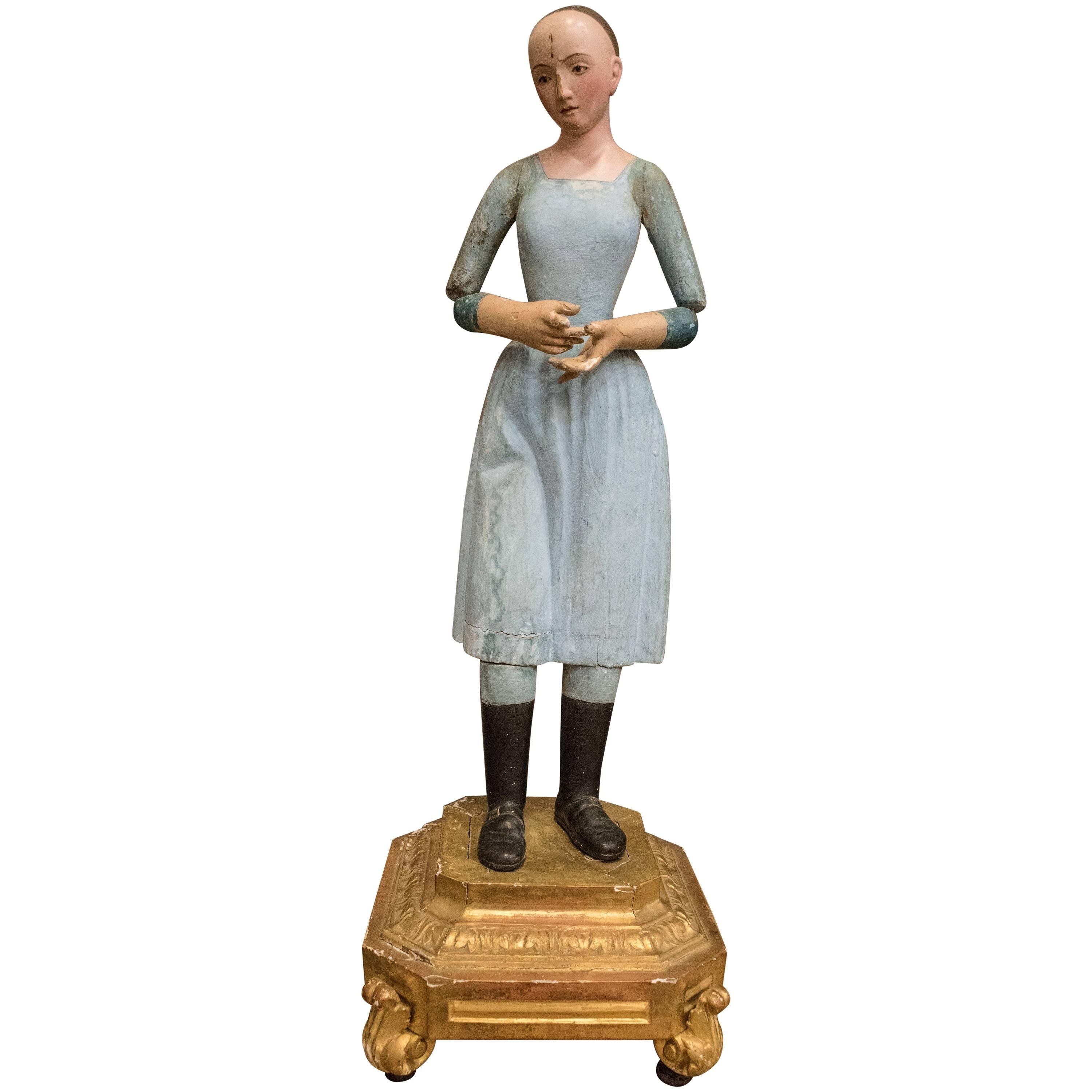 18th Century Polychrome French Female Sculpture "Santa Rita"