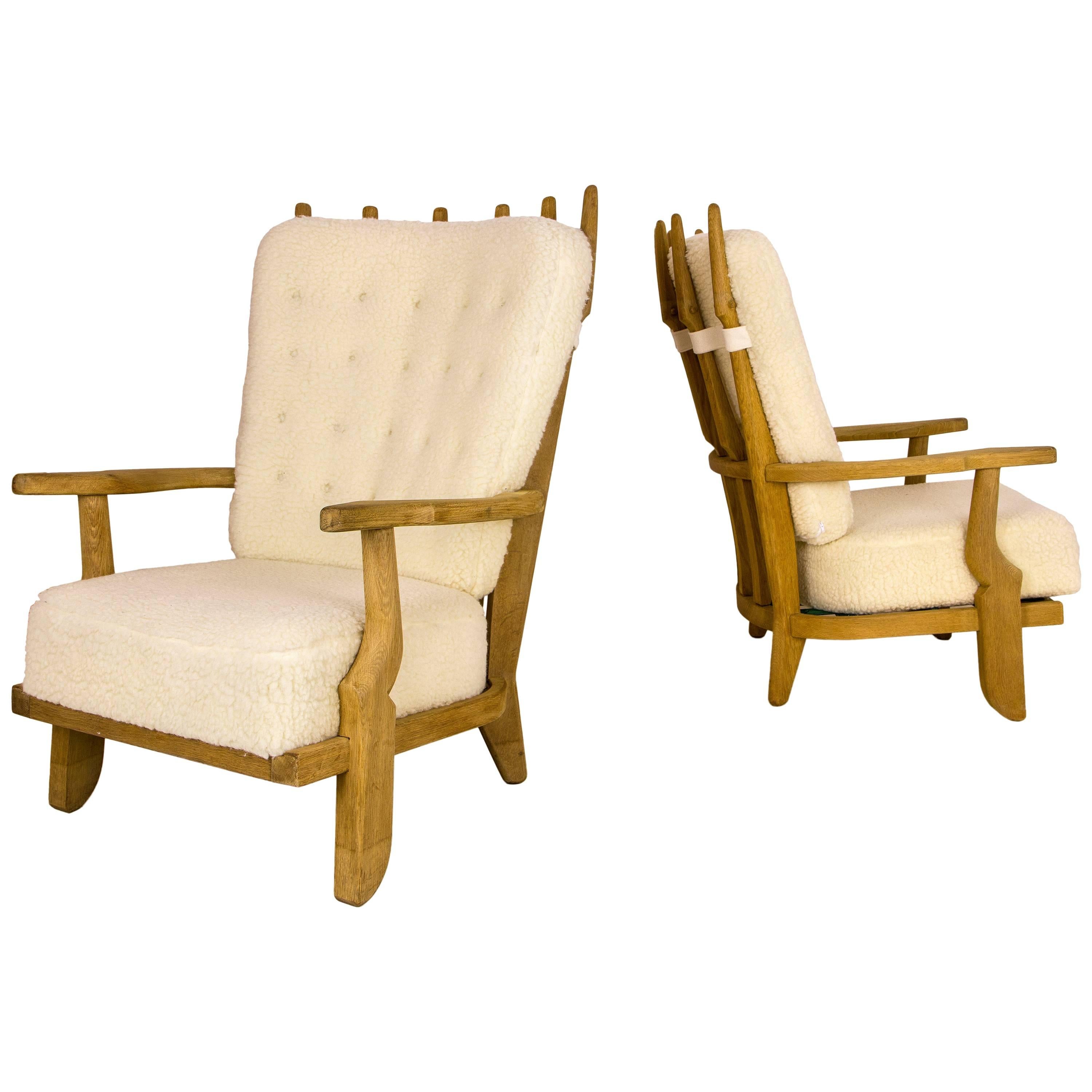 Pair of Guillerme et Chambron Armchairs, circa 1960, France