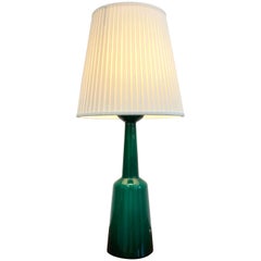 Large Emerald Green Danish Glass Lamp by Kastrup Holmegaard