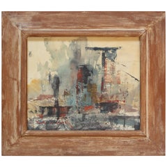 Vintage Frank Edwin Larson Abstract Oil and Gouache on Canvas