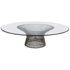 Warren Platner for Knoll International Wire and Round Glass Coffee Table
