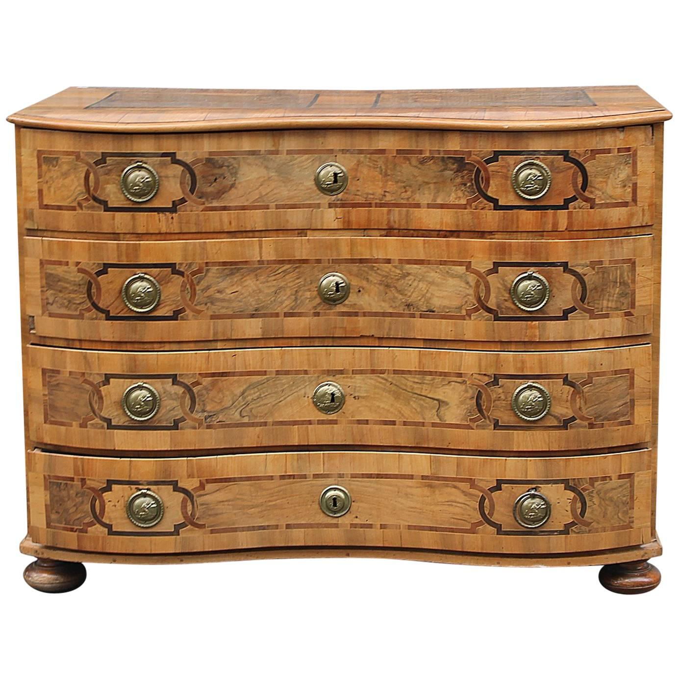 German 18th Century Walnut, Chest of Drawers For Sale