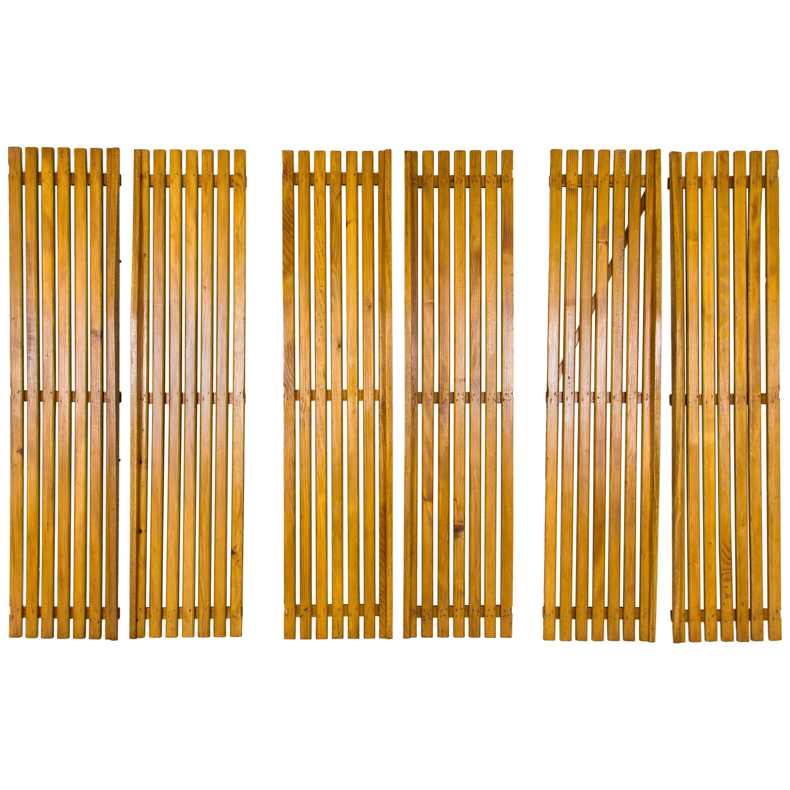 Set of Three Pairs of Charlotte Perriand Slat Doors, circa 1950, France