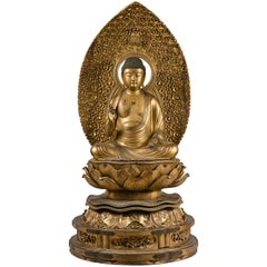 18th Century Japanese Giltwood Figure of Amida Buddha