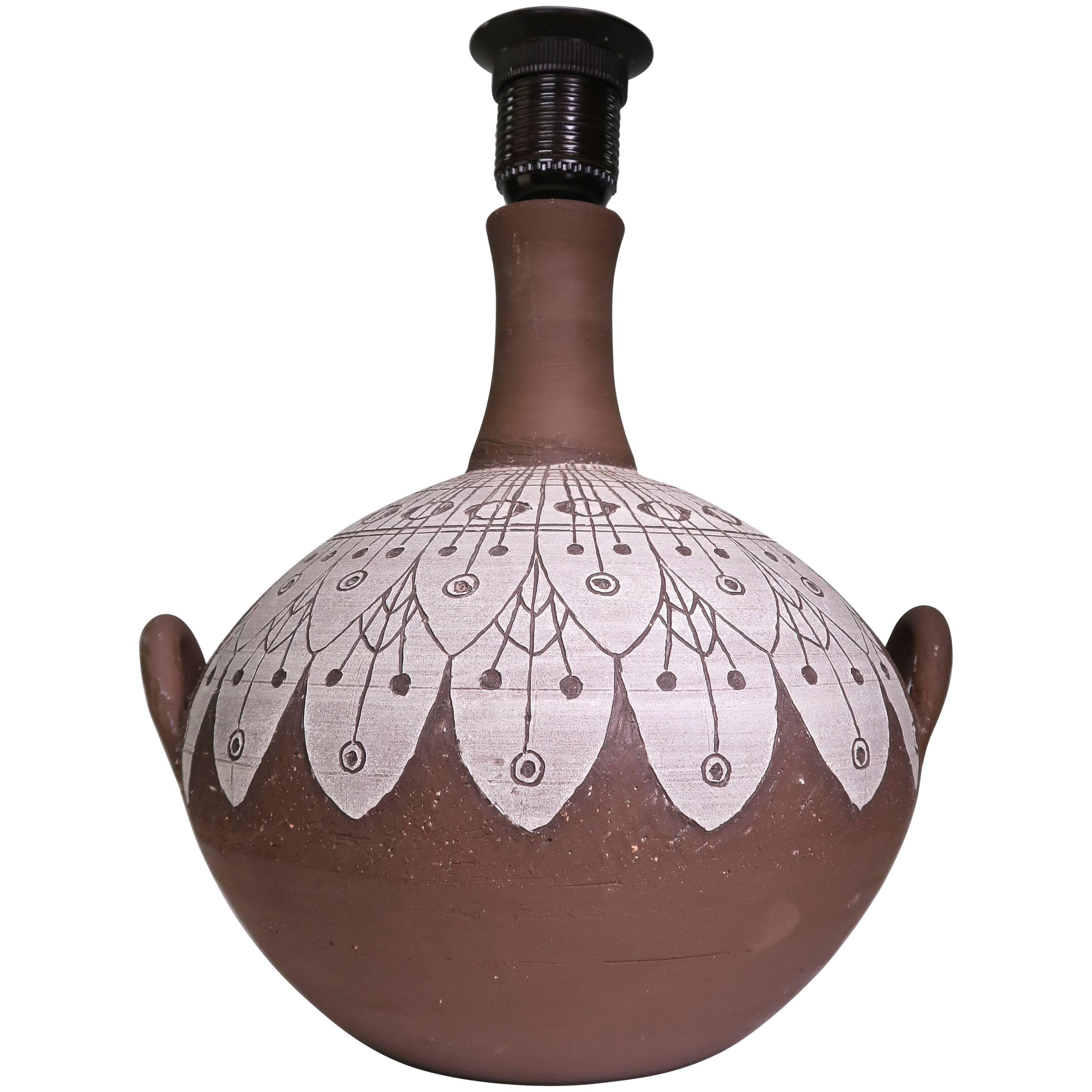 Ulla Winblad for Alingsås Ceramics Scandinavian Midcentury Handmade Lamp, 1960s
