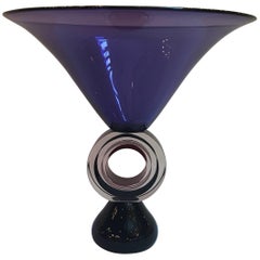 Art Italian Glass Amethyst Pedestal Bowl
