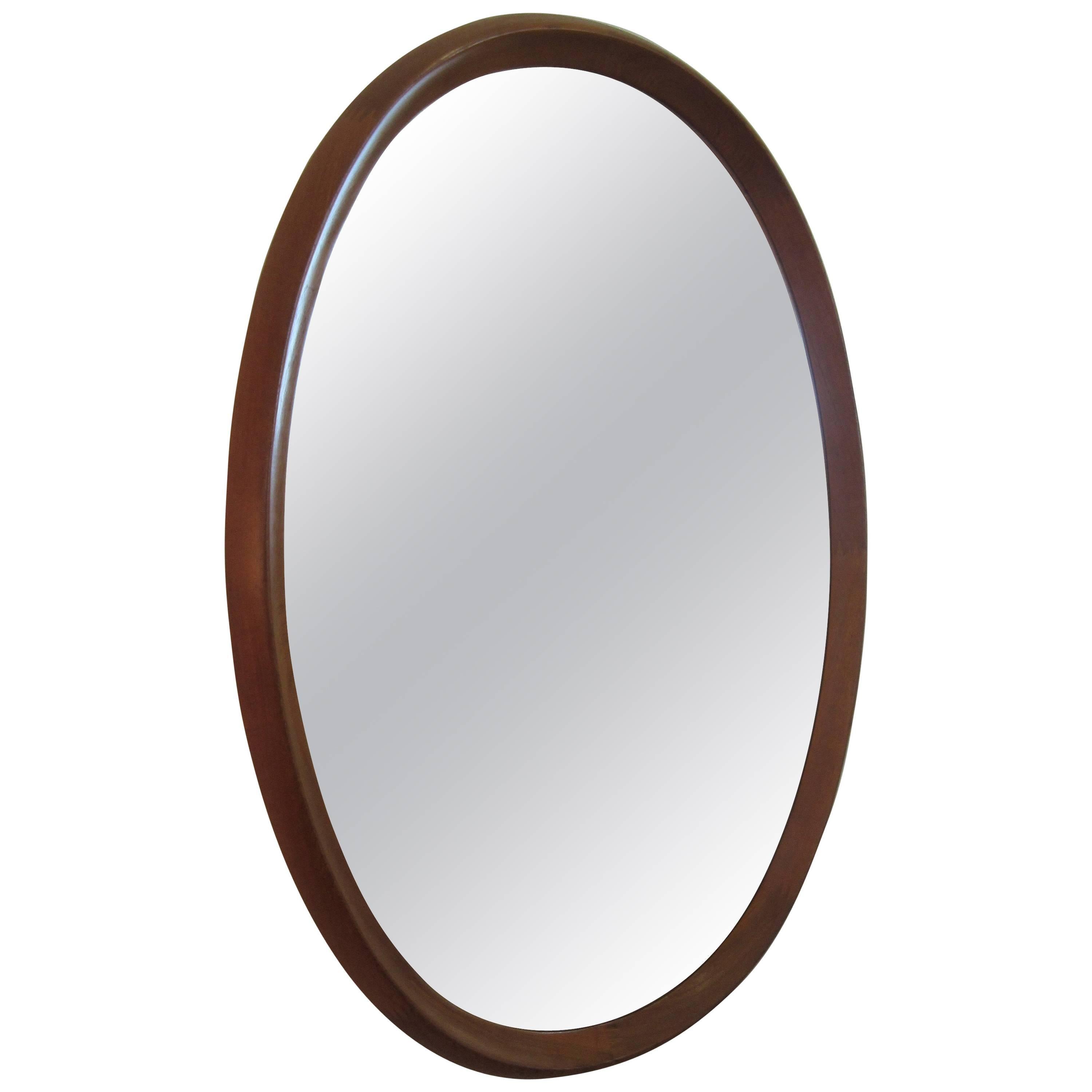 Pedersen and Hansen Oval Teak Mirror at 1stDibs