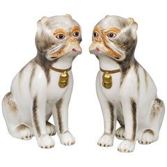 Pair of Continental Porcelain Pug Dogs