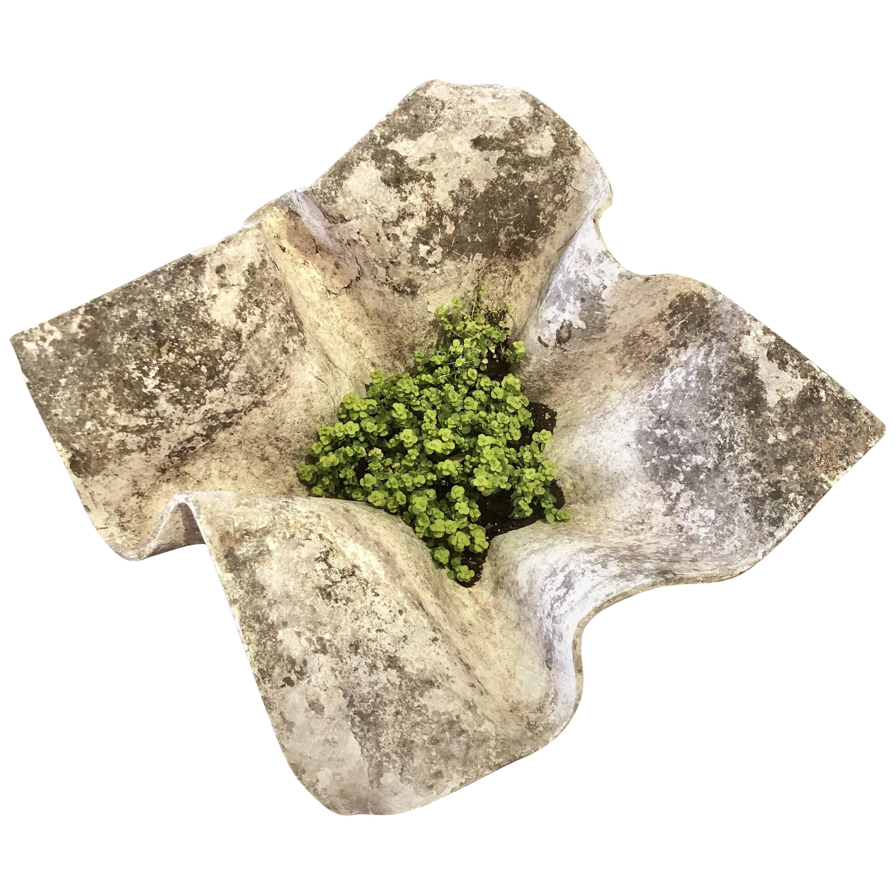 This fantastic large fiber concrete cast Willy Guhl handkerchief planter was found in France. This particular piece measures 48