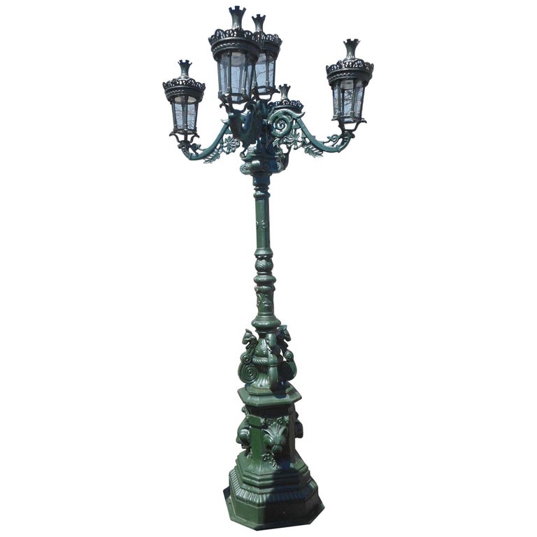 Massive Cast Iron Street Lamp with Five Lanterns at 1stDibs