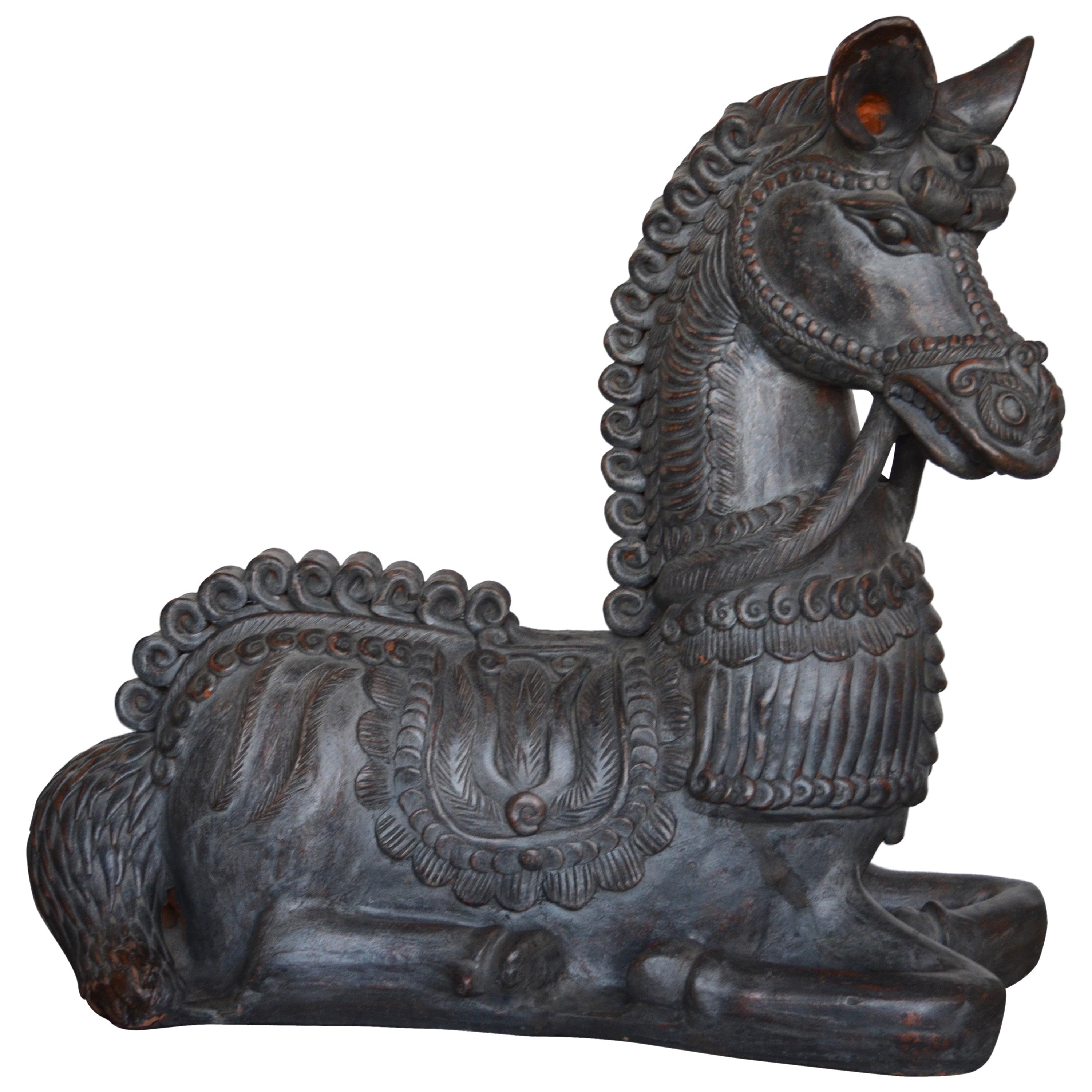 Ugo Zaccagnini Terracotta Horse Sculpture For Sale