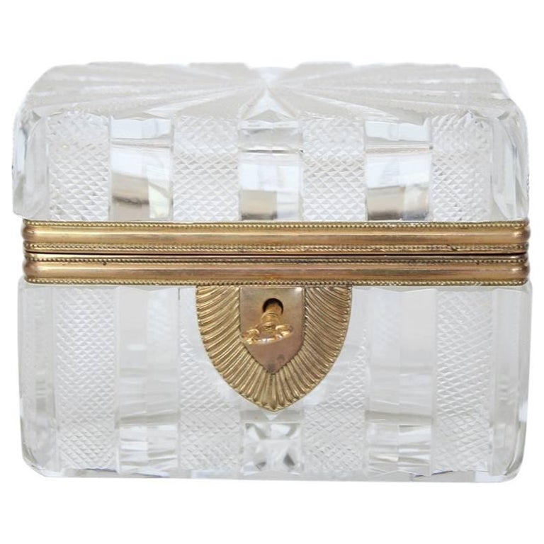 Antique French Cut Crystal Box with Bronze Mounts at 1stDibs