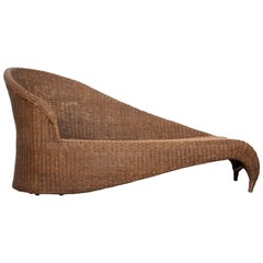 French Early 20th Century Récamière Style Wicker Sofa