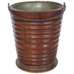 Antique 19th Century English Mahogany and Brass Peat Bucket/Waste Basket