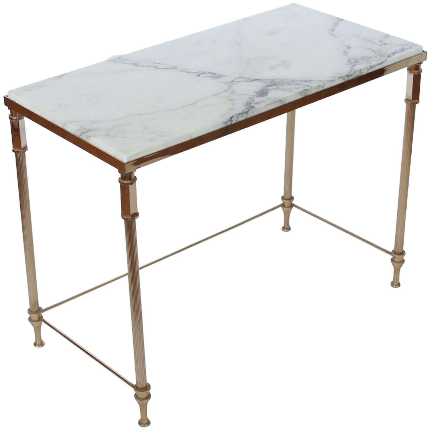 Midcentury French Brass and Marble Side Table