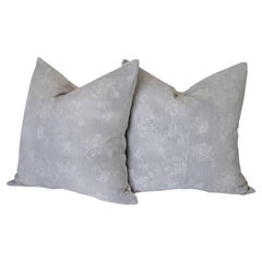 Pair of Gray Vintage Batik Accent Pillows