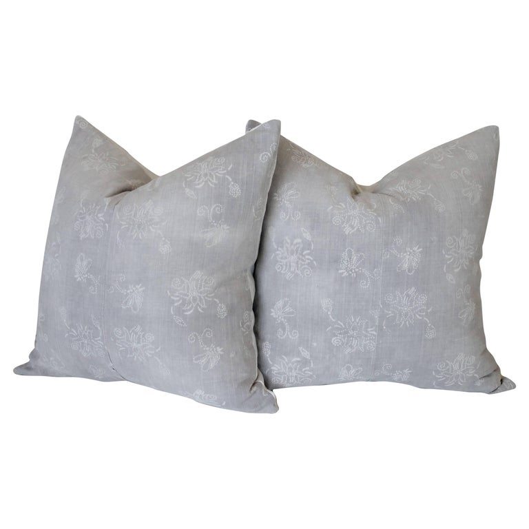 Pair of Gray Vintage Batik Accent Pillows at 1stDibs