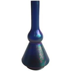 Deutsche Steigerwald- oder Schliersee-Vase aus blauem Tintenglas im Jugendstil 1905