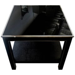 Faux Croc and Steel Table with Drawer