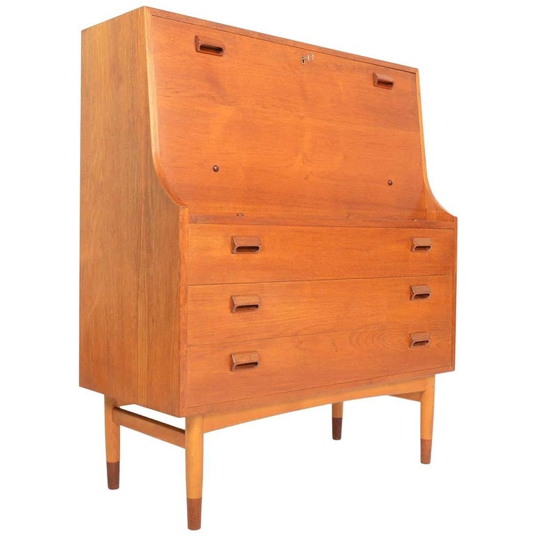 Børge Mogensen Drop Front Secretary Desk in Teak For Sale at 1stDibs