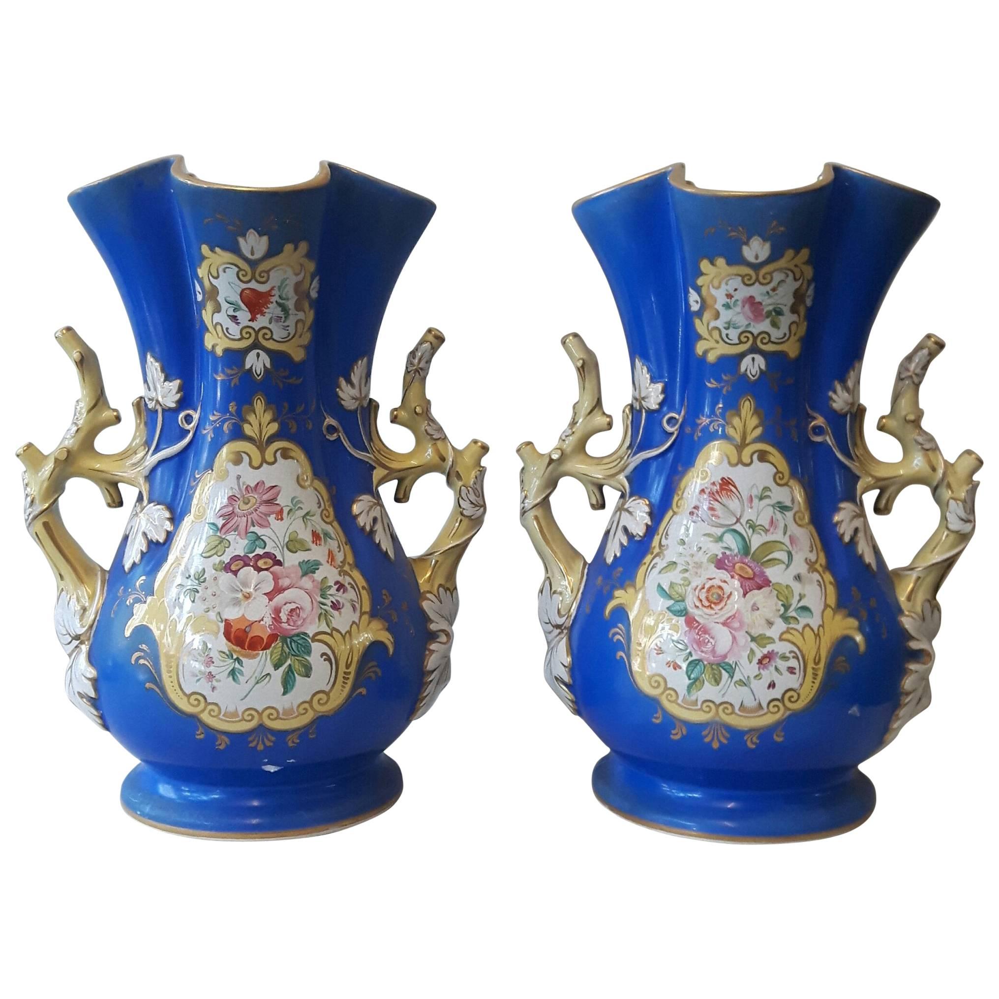 Pareja de jarrones decorativos ingleses del siglo XIX