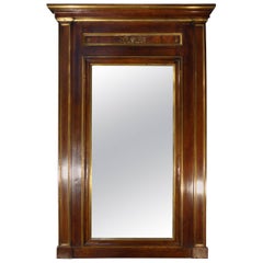 Antique Early 19th Century Empire Framed Mirror Walnut with Gold Detail Circa 1820