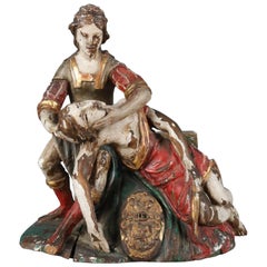 17th Century Polychromed Carved Hand Santos Figure of Centurion