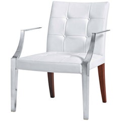 Armchair Monseigneur in White Leather Designed by Philippe Starck for Driade